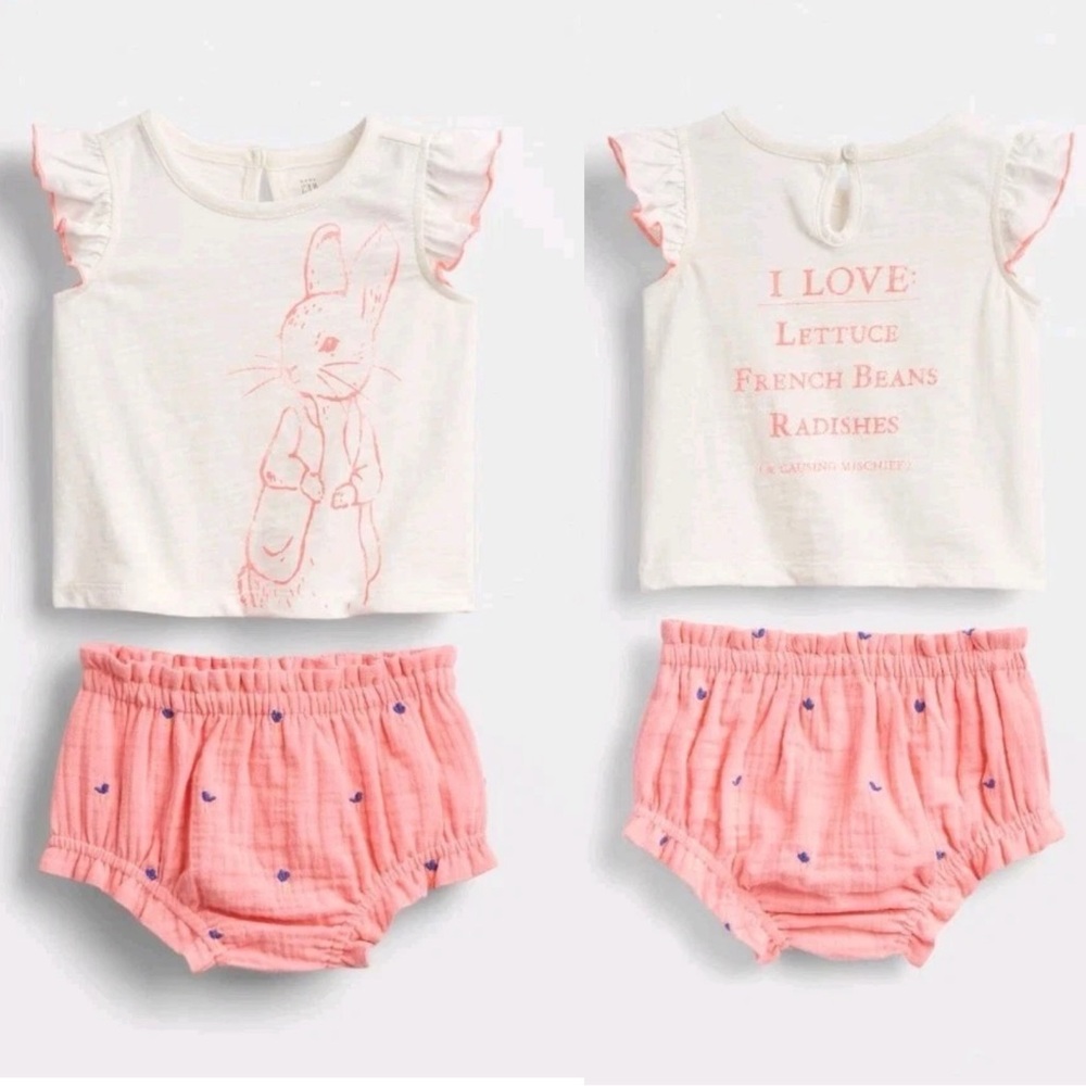 NWT Gap Baby Girl's Peter Rabbit T Shirt Outfit Set S 3 - 6 Months Easter Pink‎